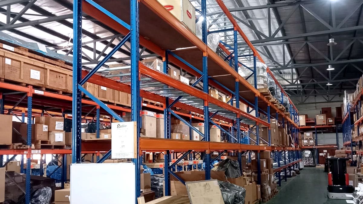 Loaded pallet racking in a Singapore warehouse, installed by M&C Industrial Solution