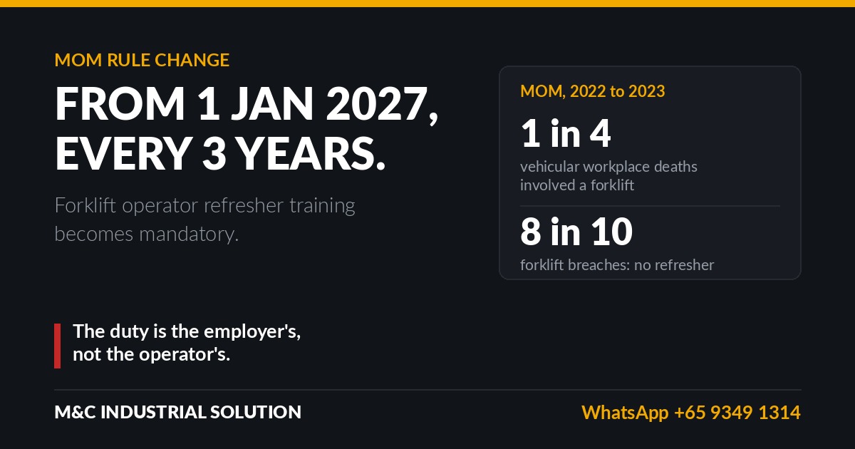Forklift refresher training rule from 1 January 2027